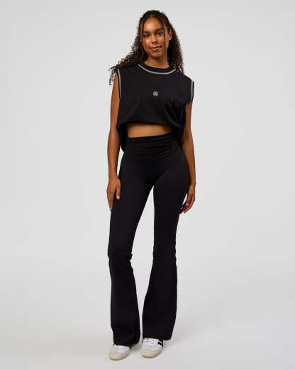 CF Fold Over High-Rise Flared Legging - Black