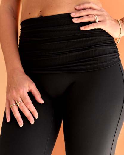 CF Fold Over High-Rise Flared Legging - Black