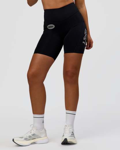 Elite Hype Reflective Run High-Rise 7" Short Pockets - Black-Hype Reflective