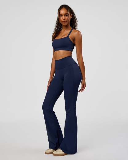 Fusion V-Contour High-Rise Flared Legging Pockets - Future Navy