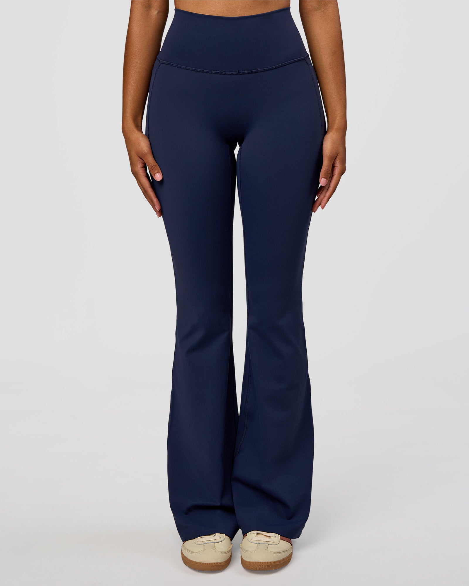 Fusion V-Contour High-Rise Flared Legging Pockets - Future Navy