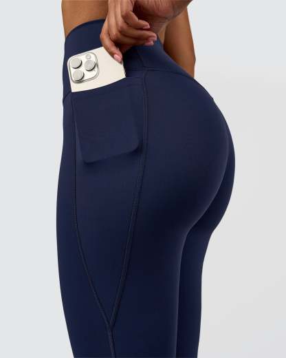 Fusion V-Contour High-Rise Flared Legging Pockets - Future Navy