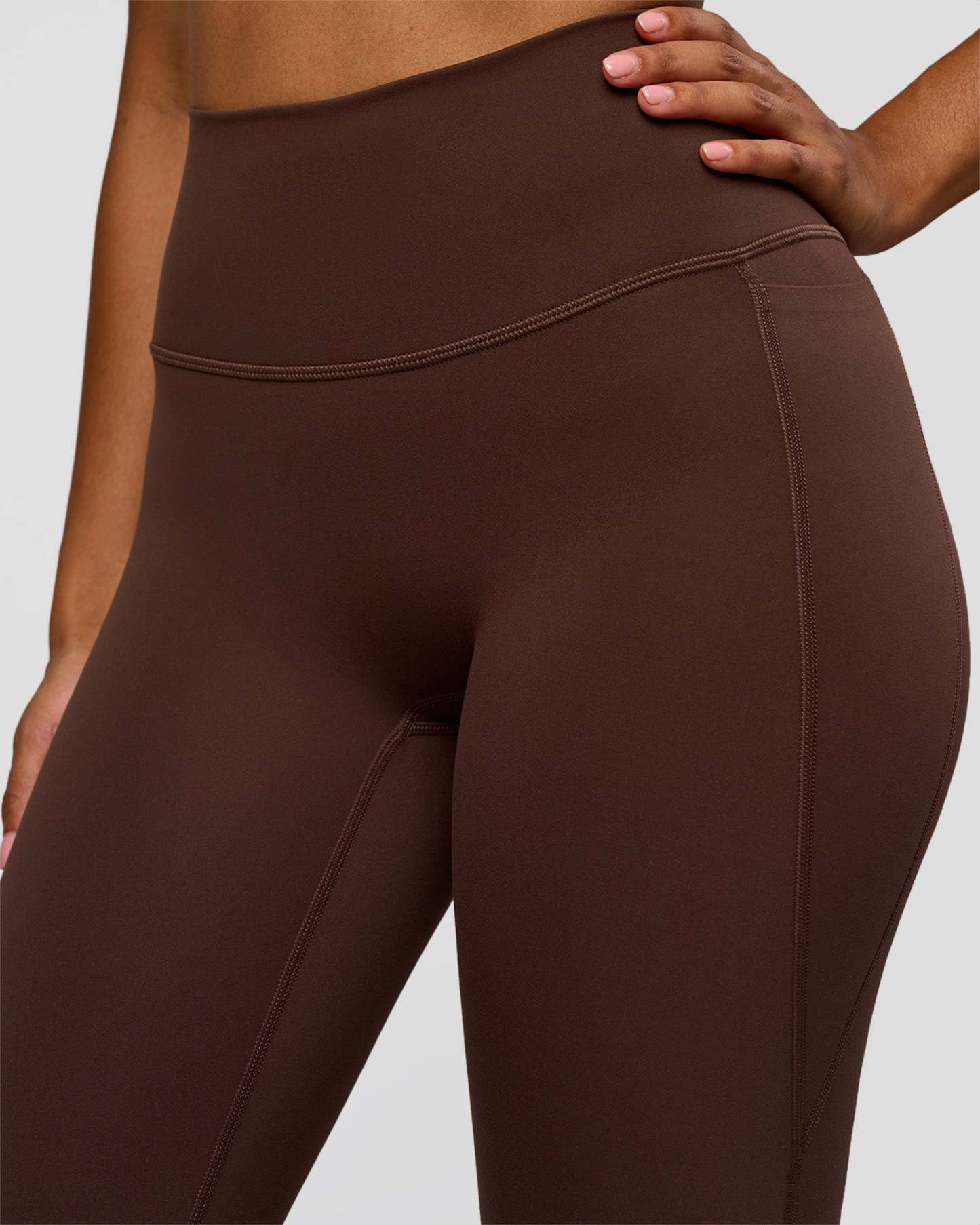 Fusion V-Contour High-Rise Flared Legging Pockets - Hot Chocolate
