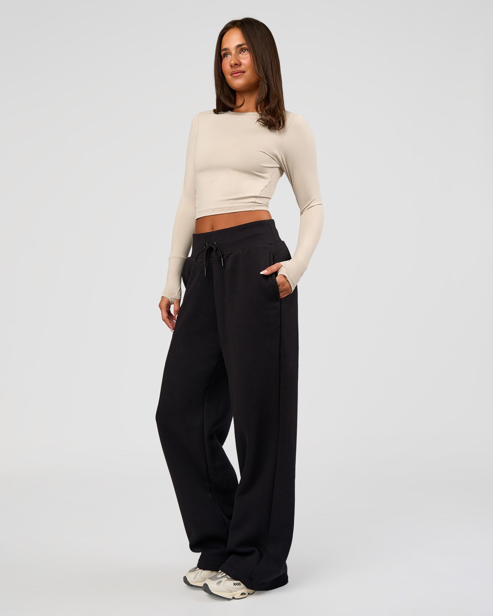 Go-To Wide Leg Track Pant - Black