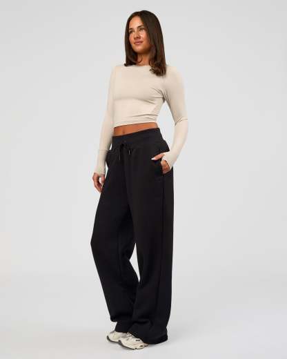 Go-To Wide Leg Track Pant - Black