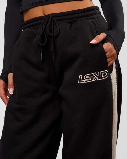 Power Play Stitch Up Fleece Sweat Pant - Black-Shale Beige