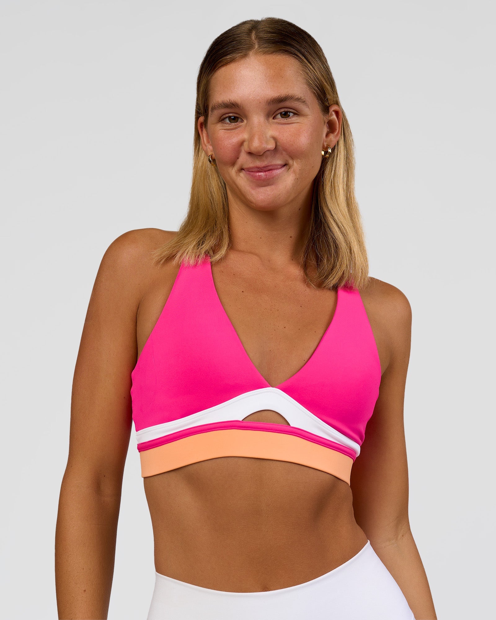 Revitalise Flash Sports Bra - Ultra Pink-Cantaloupe-White