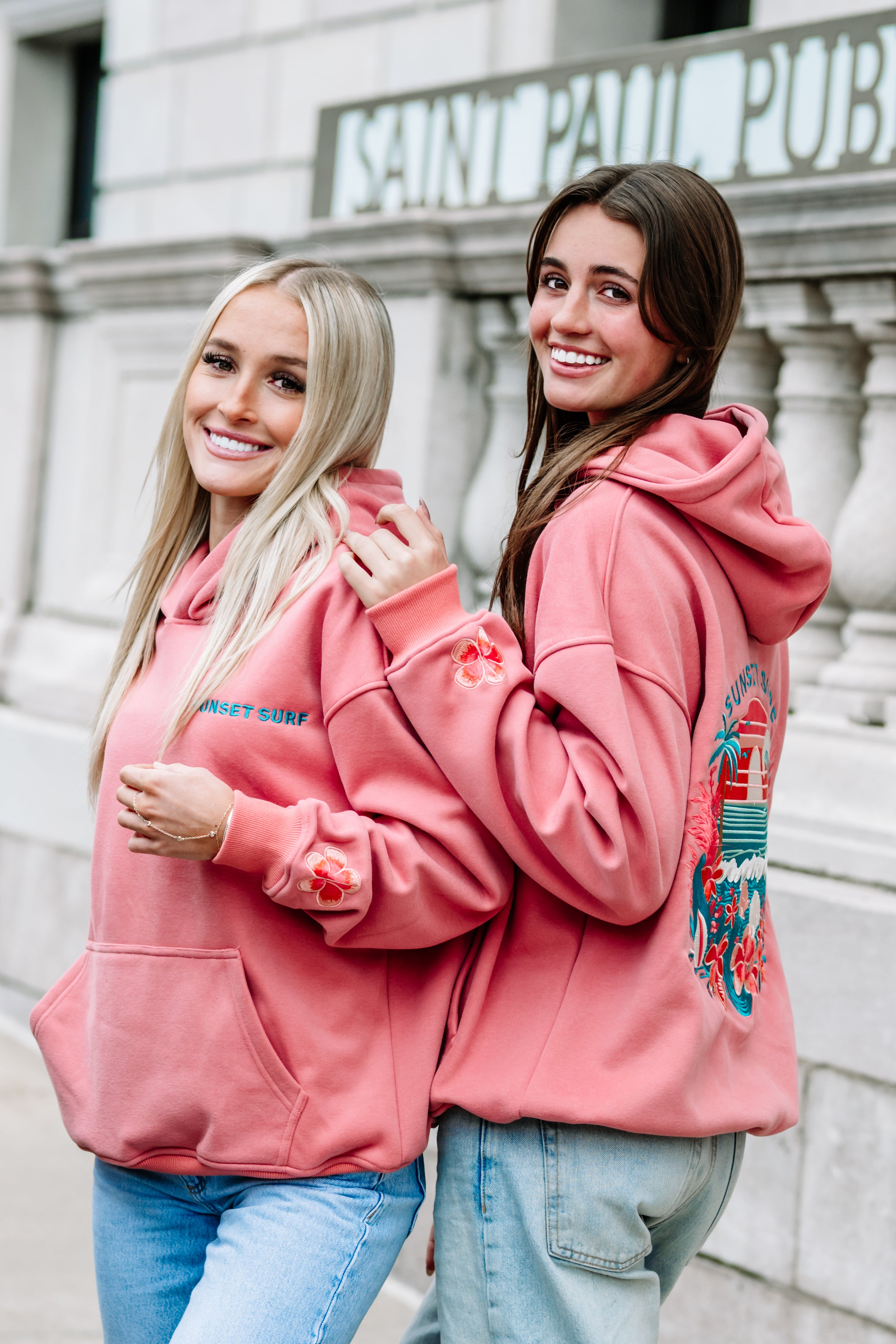 Coral Hibiscus Hoodie