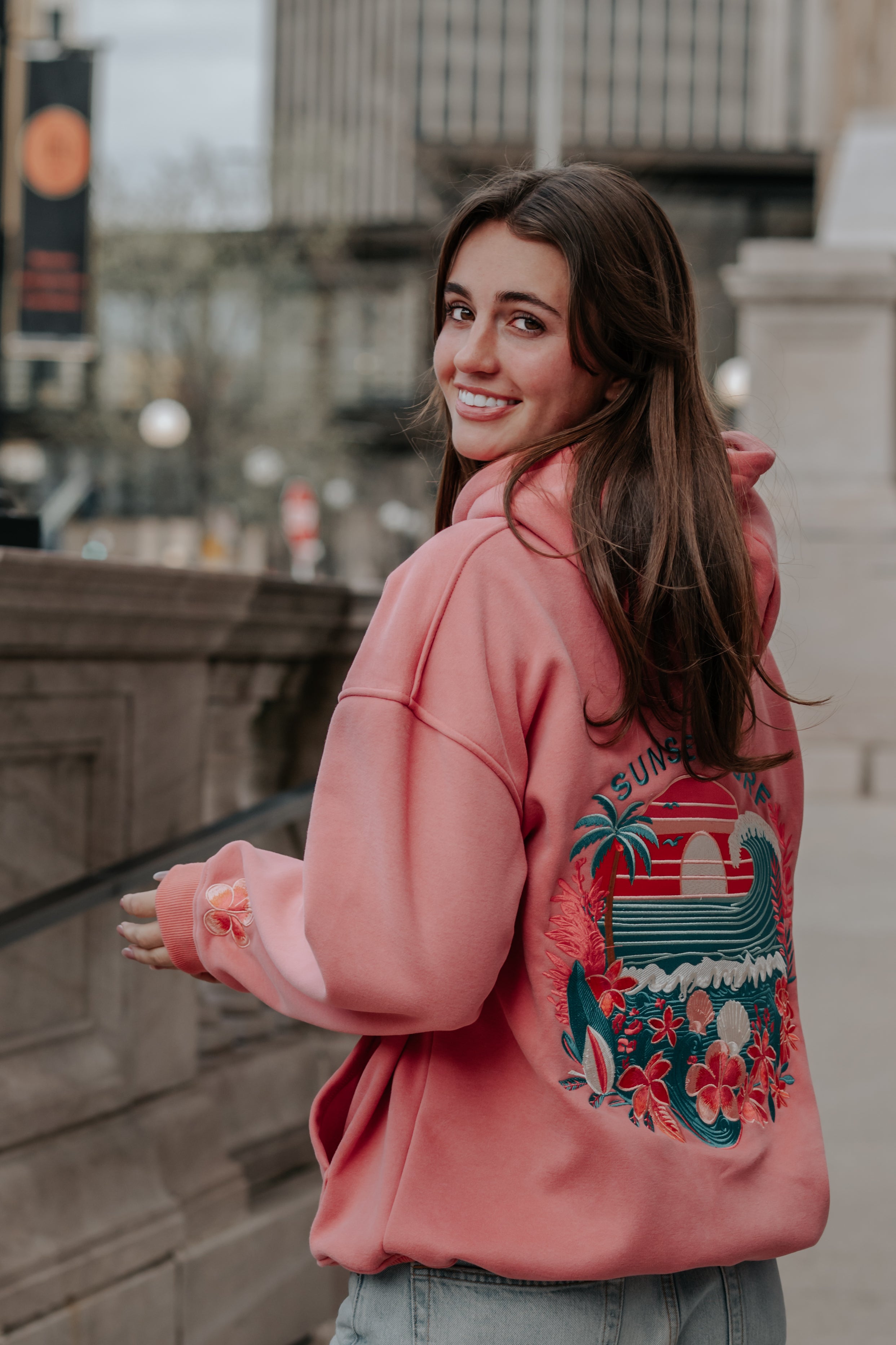 Coral Hibiscus Hoodie