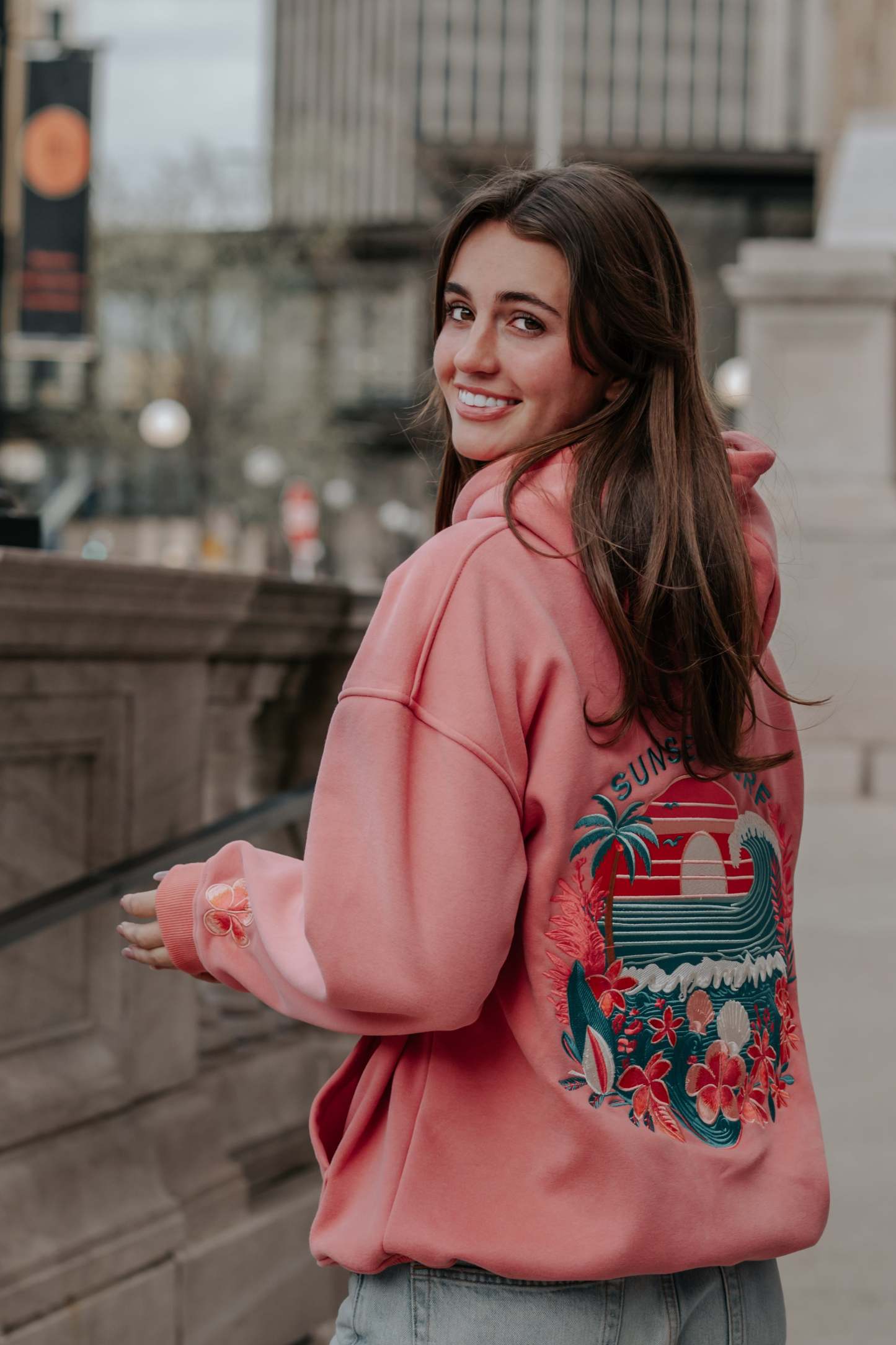 Coral Hibiscus Hoodie