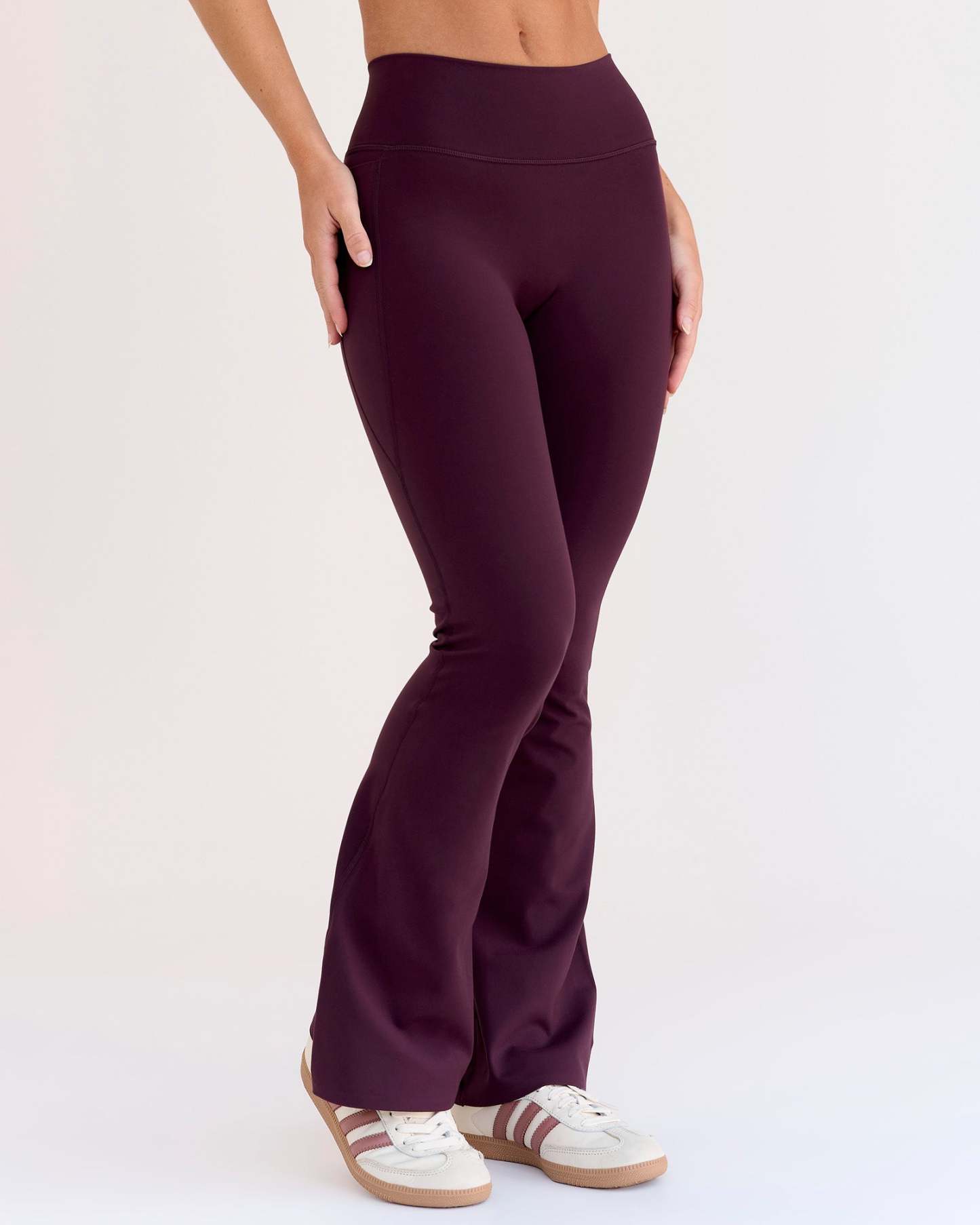 Fusion V-Contour High-Rise Flared Petite Legging Pockets - Cherry Lacquer