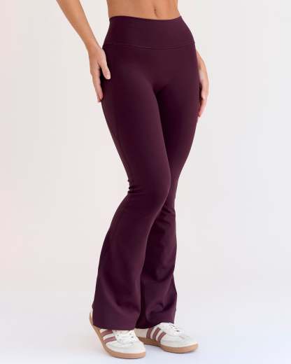 Fusion V-Contour High-Rise Flared Petite Legging Pockets - Cherry Lacquer