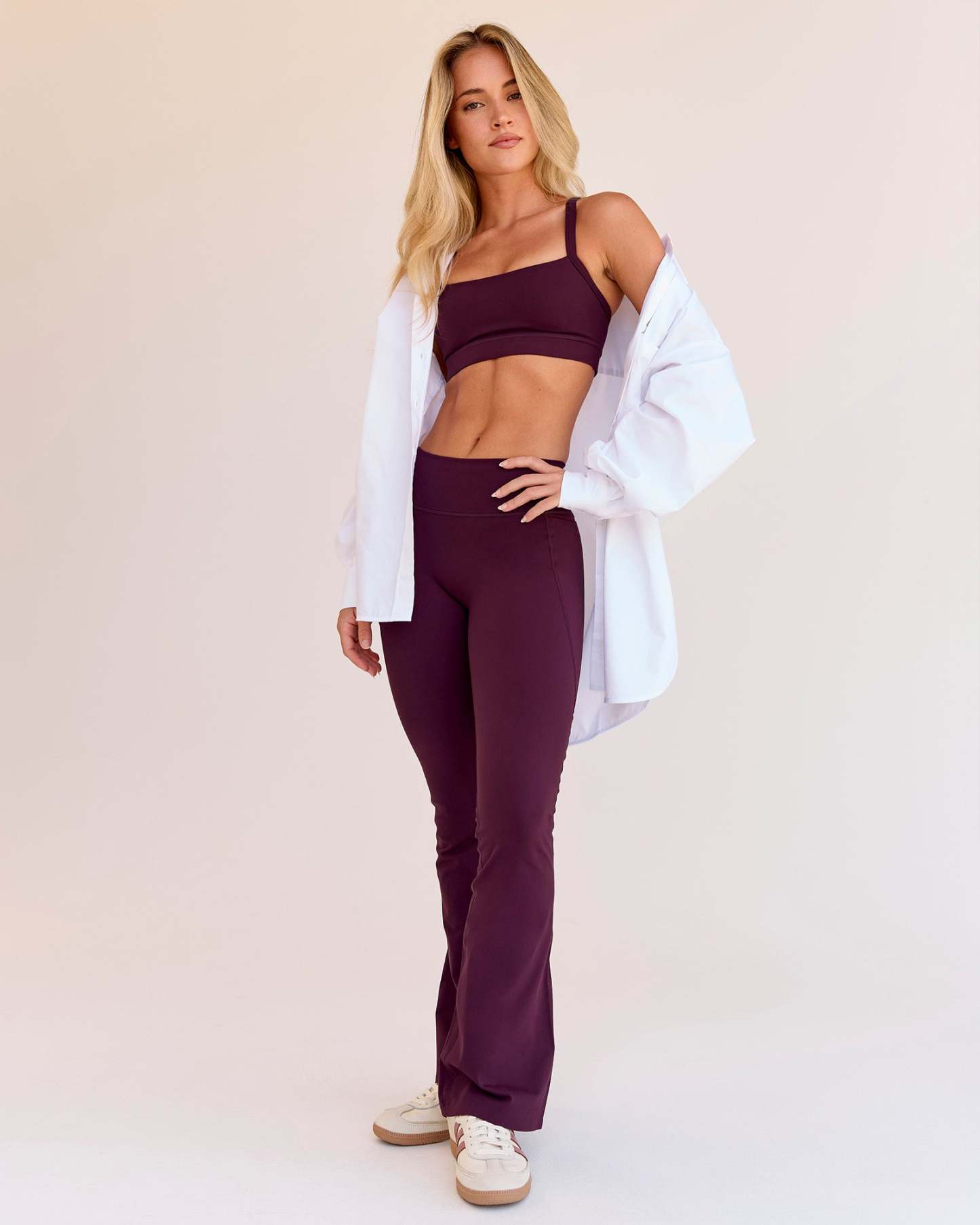 Fusion V-Contour High-Rise Flared Petite Legging Pockets - Cherry Lacquer