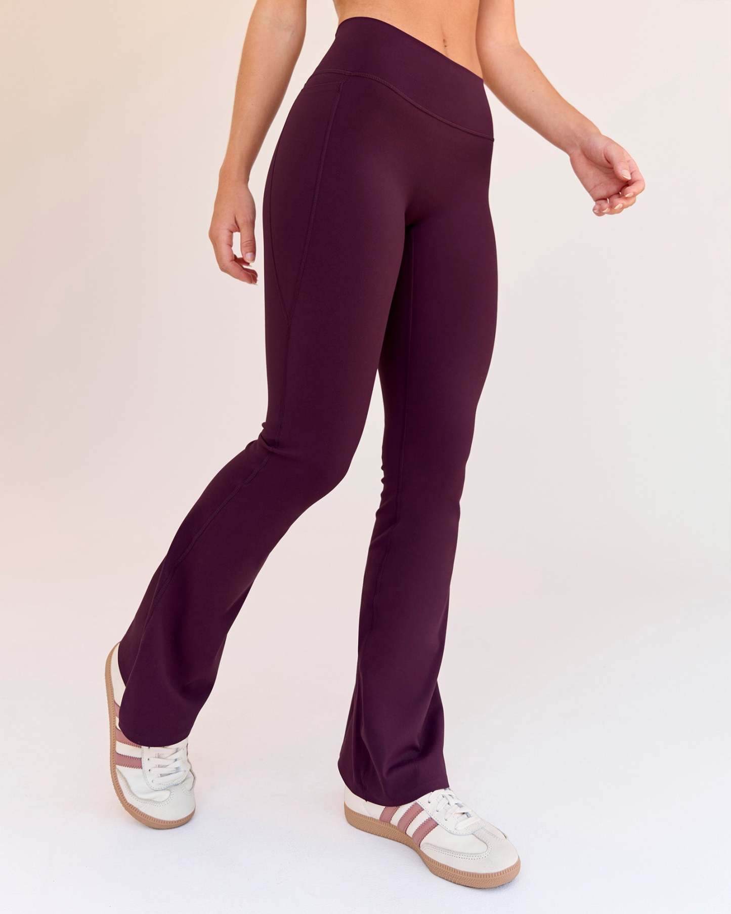Fusion V-Contour High-Rise Flared Petite Legging Pockets - Cherry Lacquer