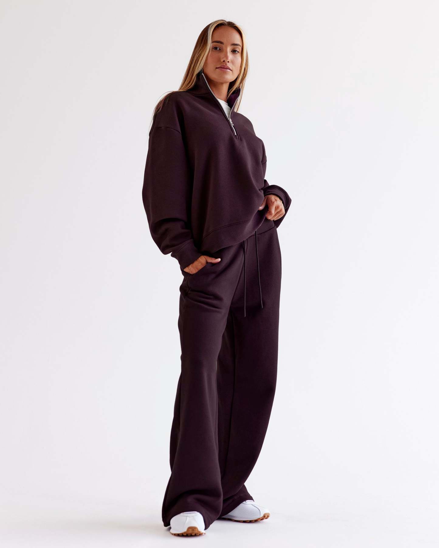 Go-To Wide Leg Track Pant - Midnight Plum
