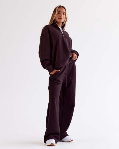 Go-To Wide Leg Track Pant - Midnight Plum