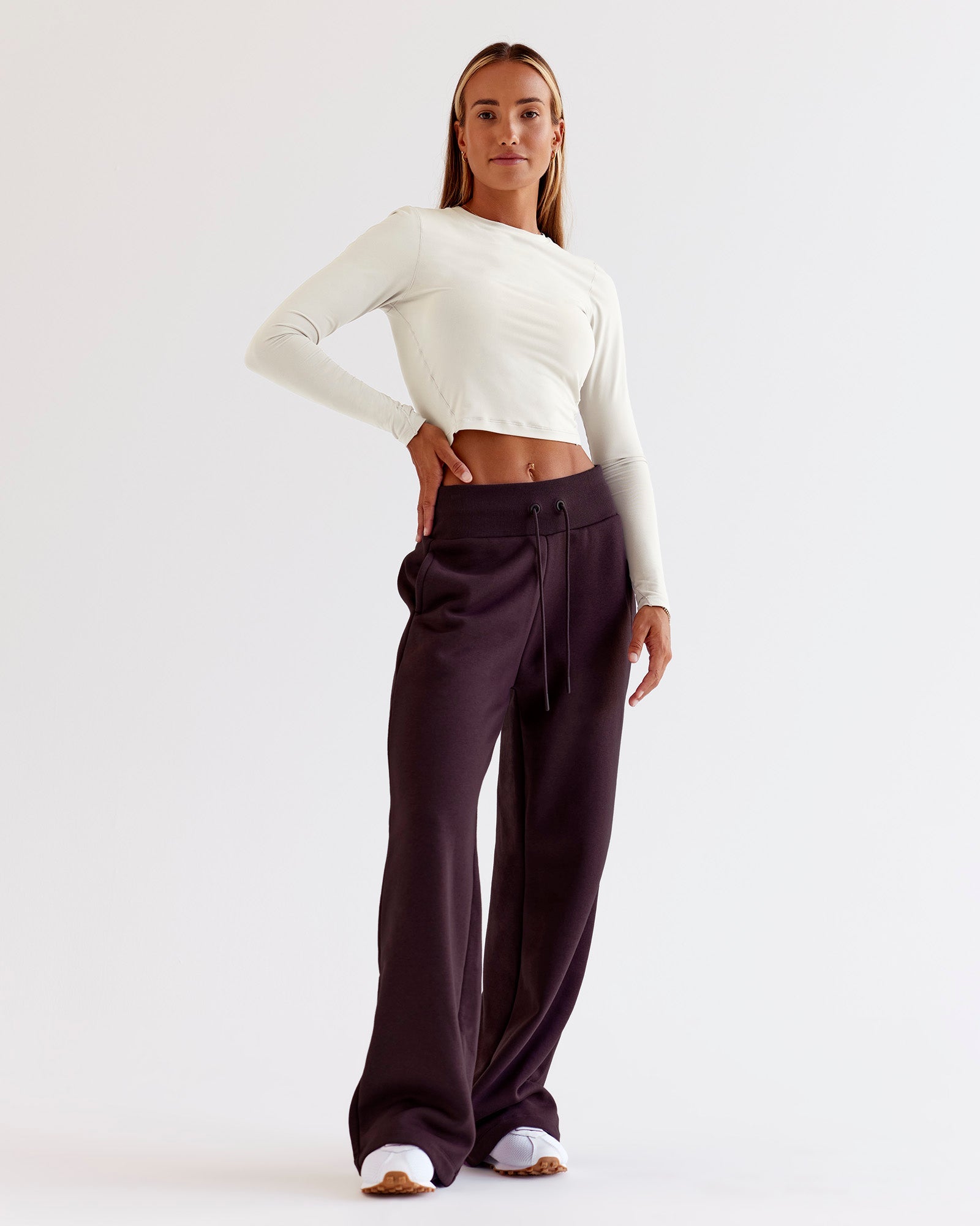 Go-To Wide Leg Track Pant - Midnight Plum