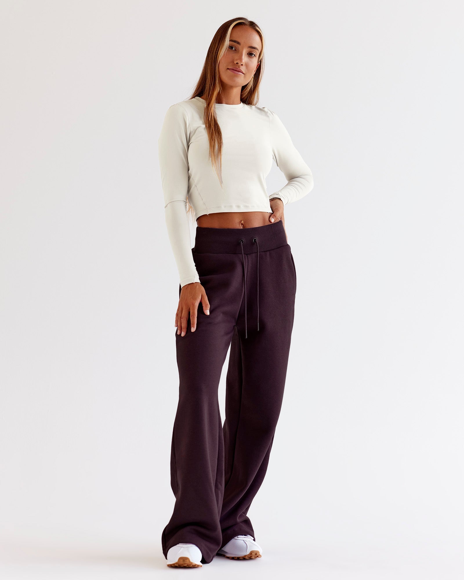 Go-To Wide Leg Track Pant - Midnight Plum