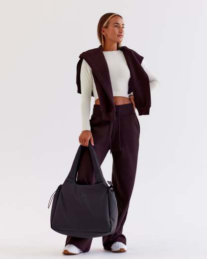 Go-To Wide Leg Track Pant - Midnight Plum