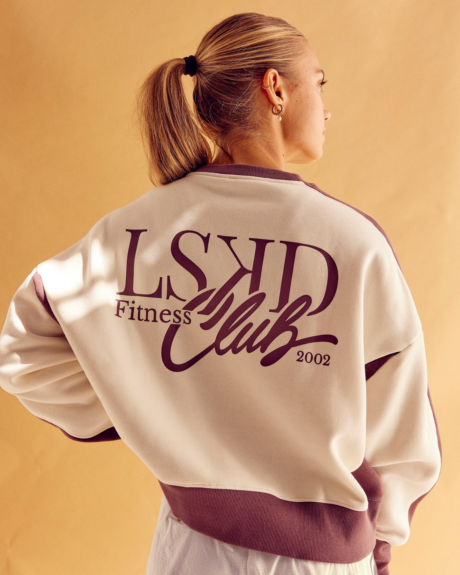 LSKD Fitness Club Oversized Sweater - Off White-Cocoa Powder