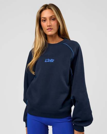 Axis Boxy Crew Sweater - Future Navy-Palace Blue