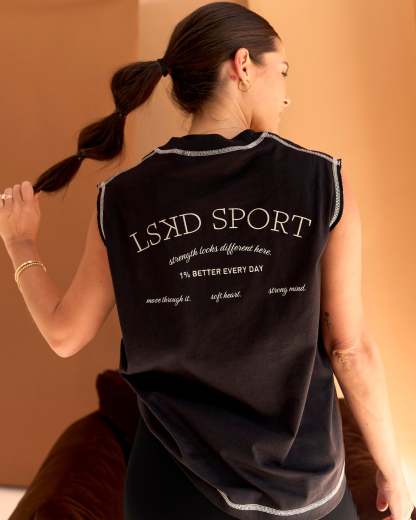 CF Unisex Oversized Heavyweight Boxed Tank - Black-CF X LSKD Sport
