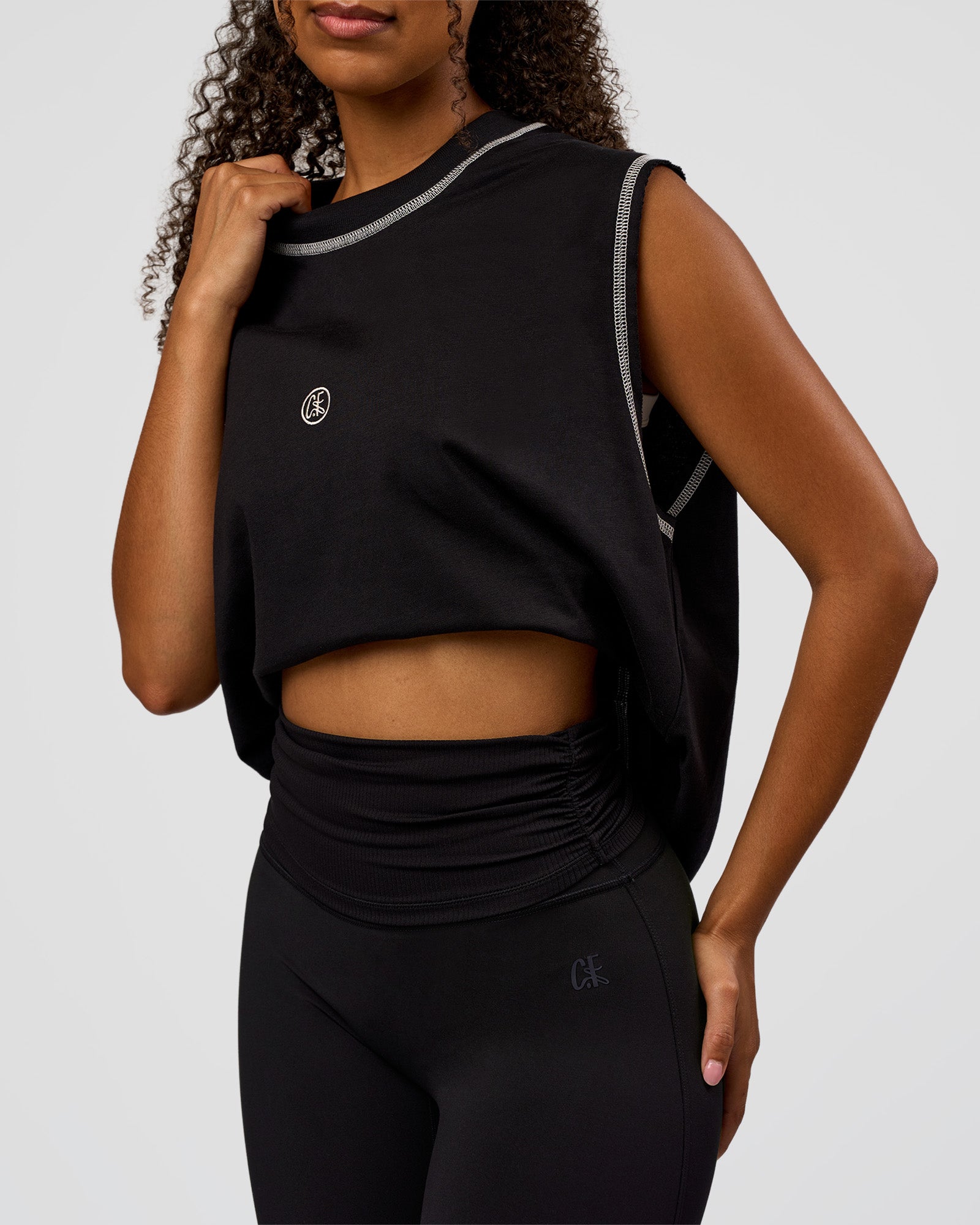 CF Unisex Oversized Heavyweight Boxed Tank - Black-CF X LSKD Sport