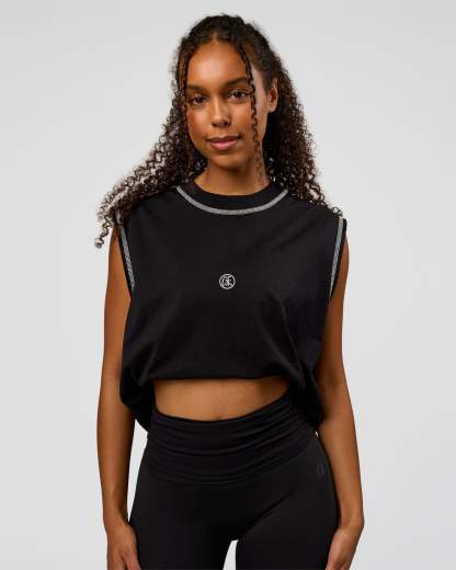 CF Unisex Oversized Heavyweight Boxed Tank - Black-CF X LSKD Sport