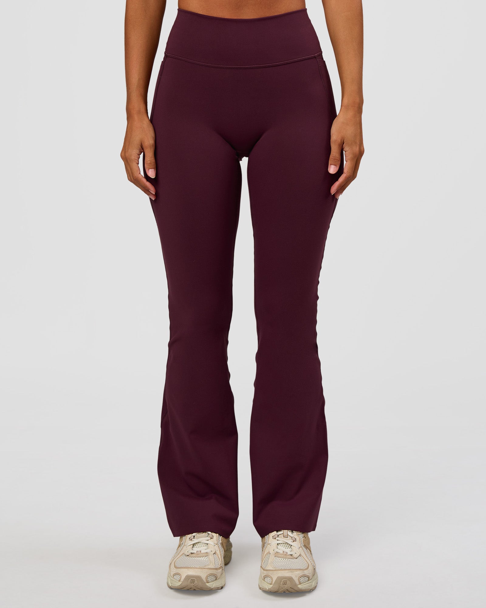Fusion V-Contour High-Rise Flared Petite Legging Pockets - Cherry Lacquer