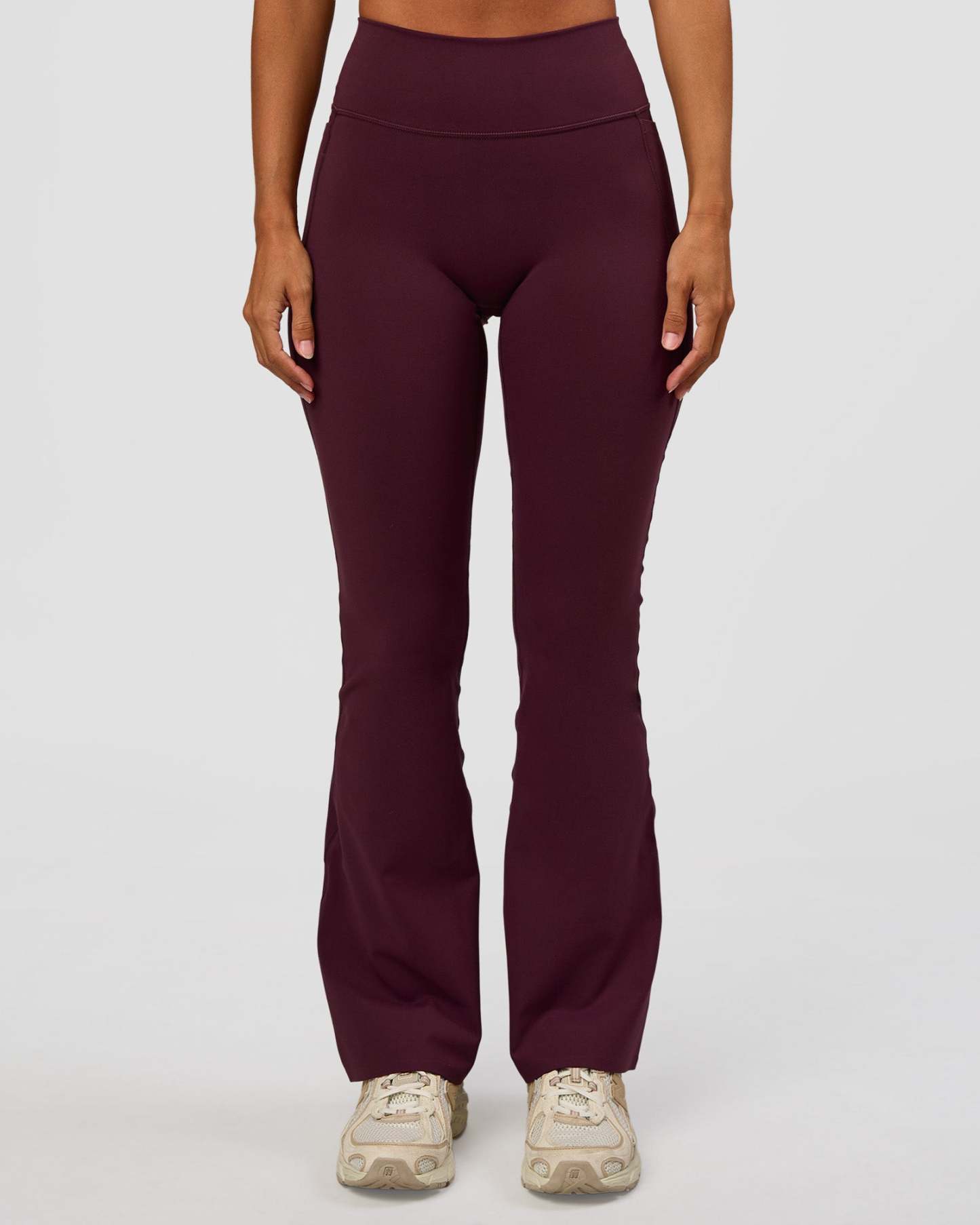 Fusion V-Contour High-Rise Flared Petite Legging Pockets - Cherry Lacquer