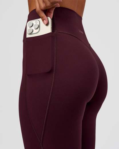 Fusion V-Contour High-Rise Flared Petite Legging Pockets - Cherry Lacquer