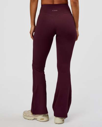Fusion V-Contour High-Rise Flared Petite Legging Pockets - Cherry Lacquer