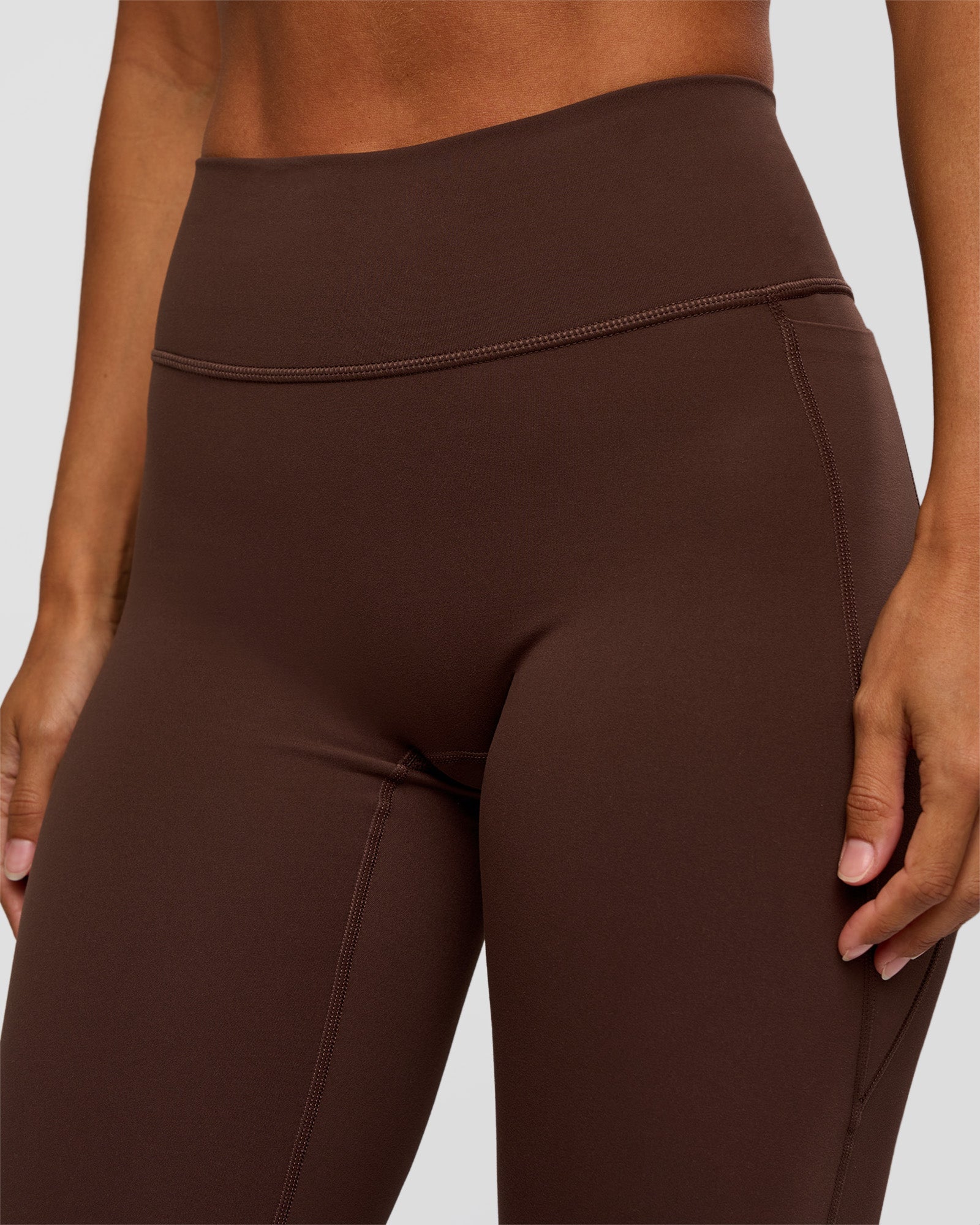 Fusion V-Contour High-Rise Flared Petite Legging Pockets - Hot Chocolate