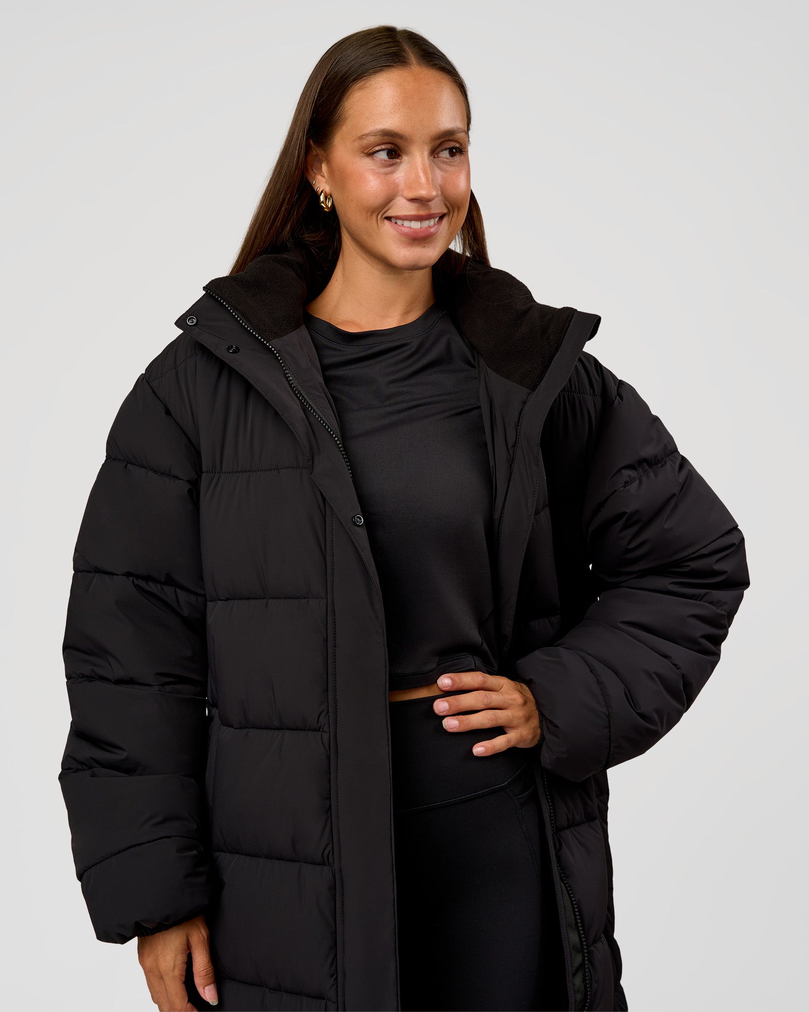 Go-To Puffer Long Jacket - Black