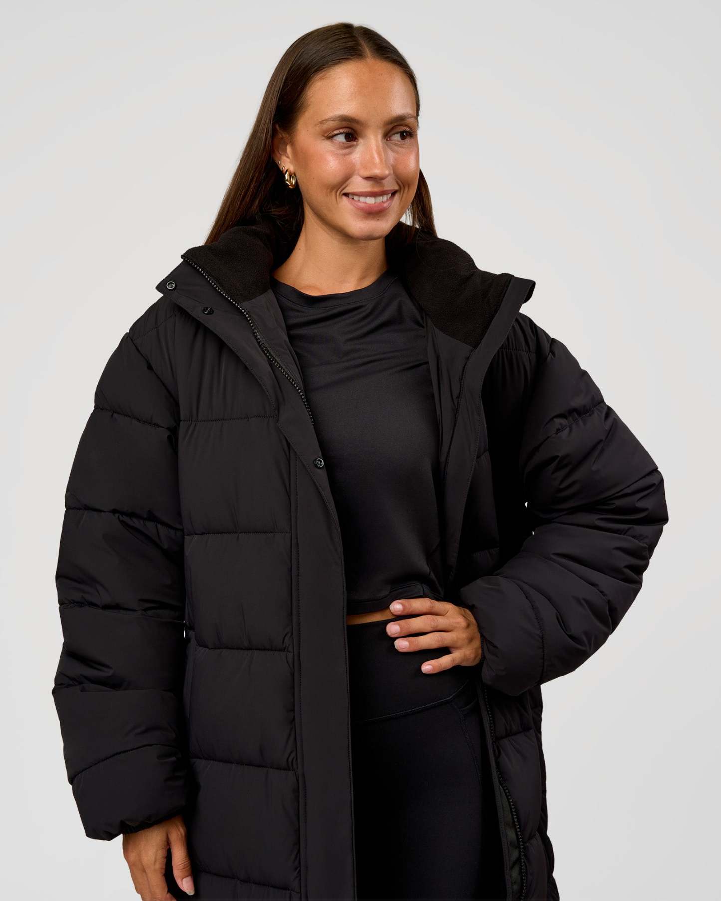 Go-To Puffer Long Jacket - Black