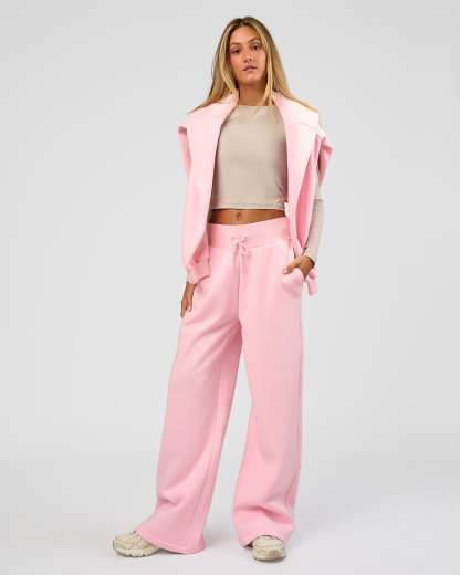 Go-To Script Wide Leg Track Pant - Marshmallow