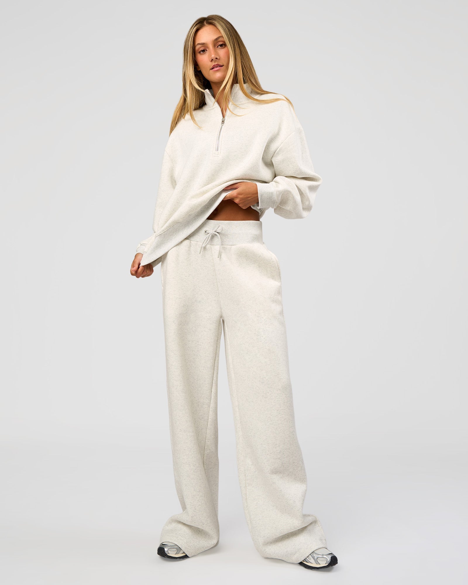 Go-To Wide Leg Track Pant Tall - Silver Marl