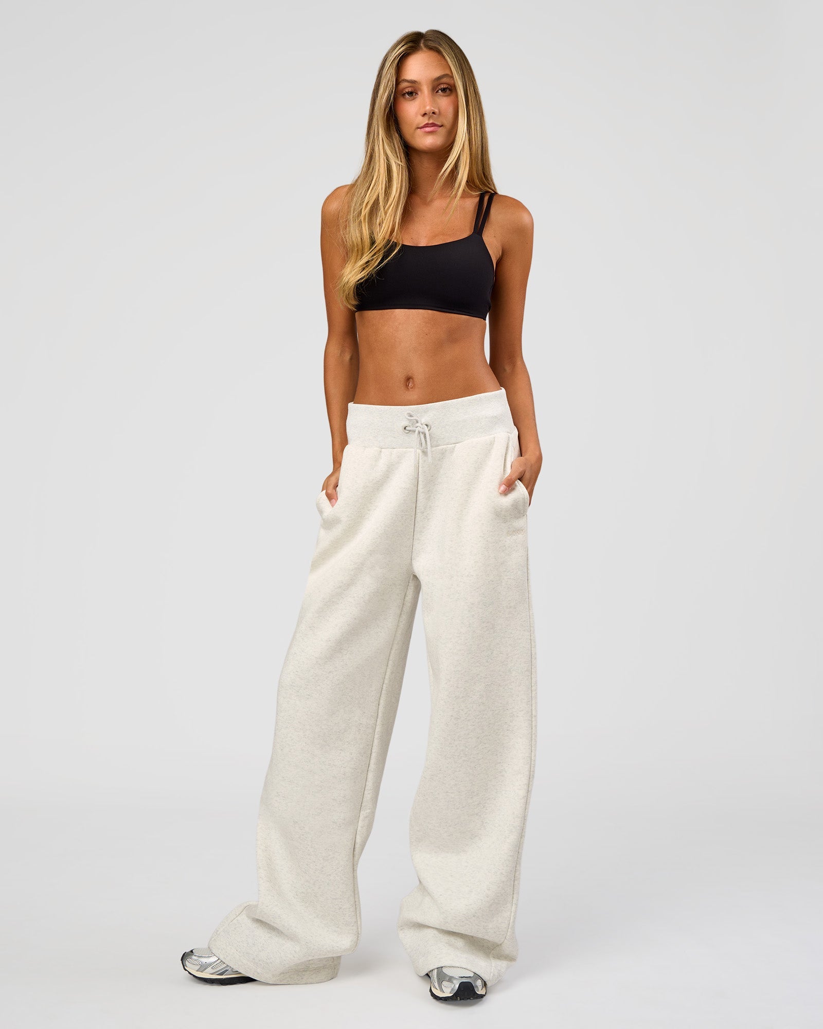 Go-To Wide Leg Track Pant Tall - Silver Marl