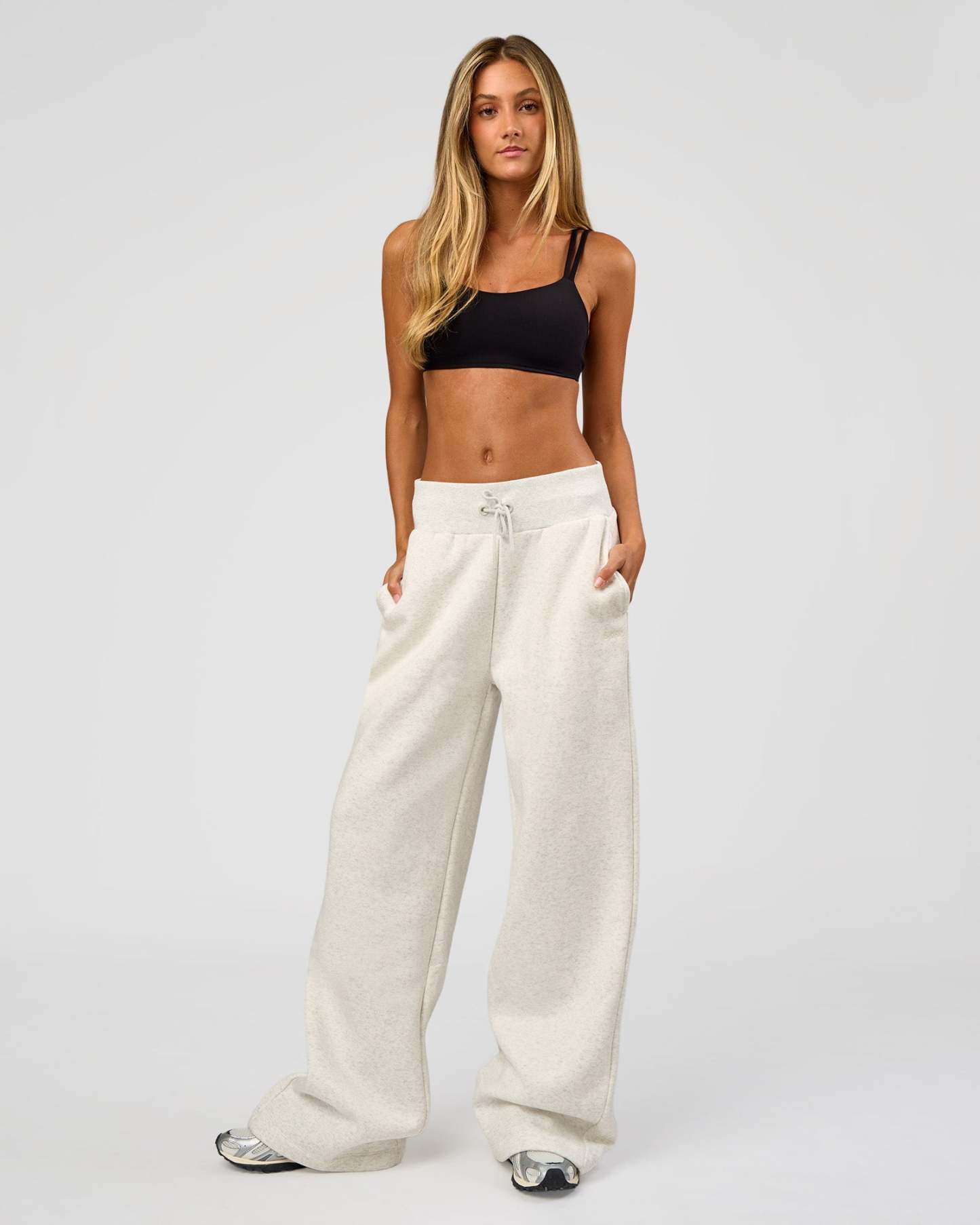 Go-To Wide Leg Track Pant Tall - Silver Marl