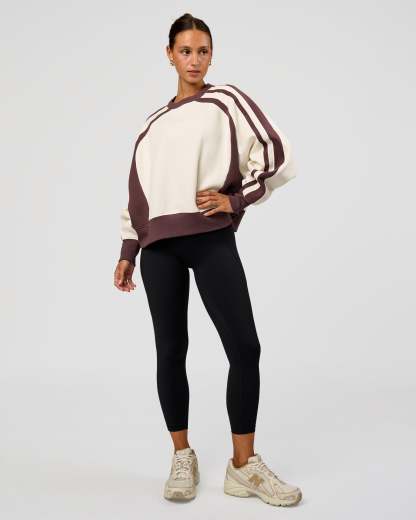 LSKD Fitness Club Oversized Sweater - Off White-Cocoa Powder