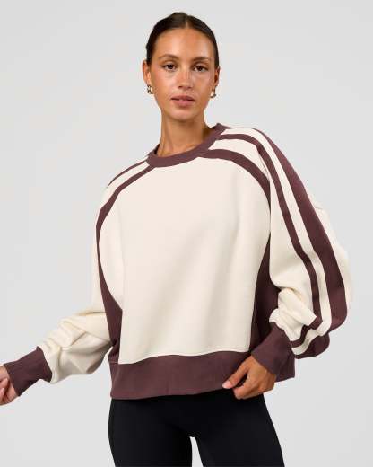 LSKD Fitness Club Oversized Sweater - Off White-Cocoa Powder