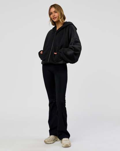 Memory In Motion Ultra Heavyweight Zip Thru Hoodie - Black Washed