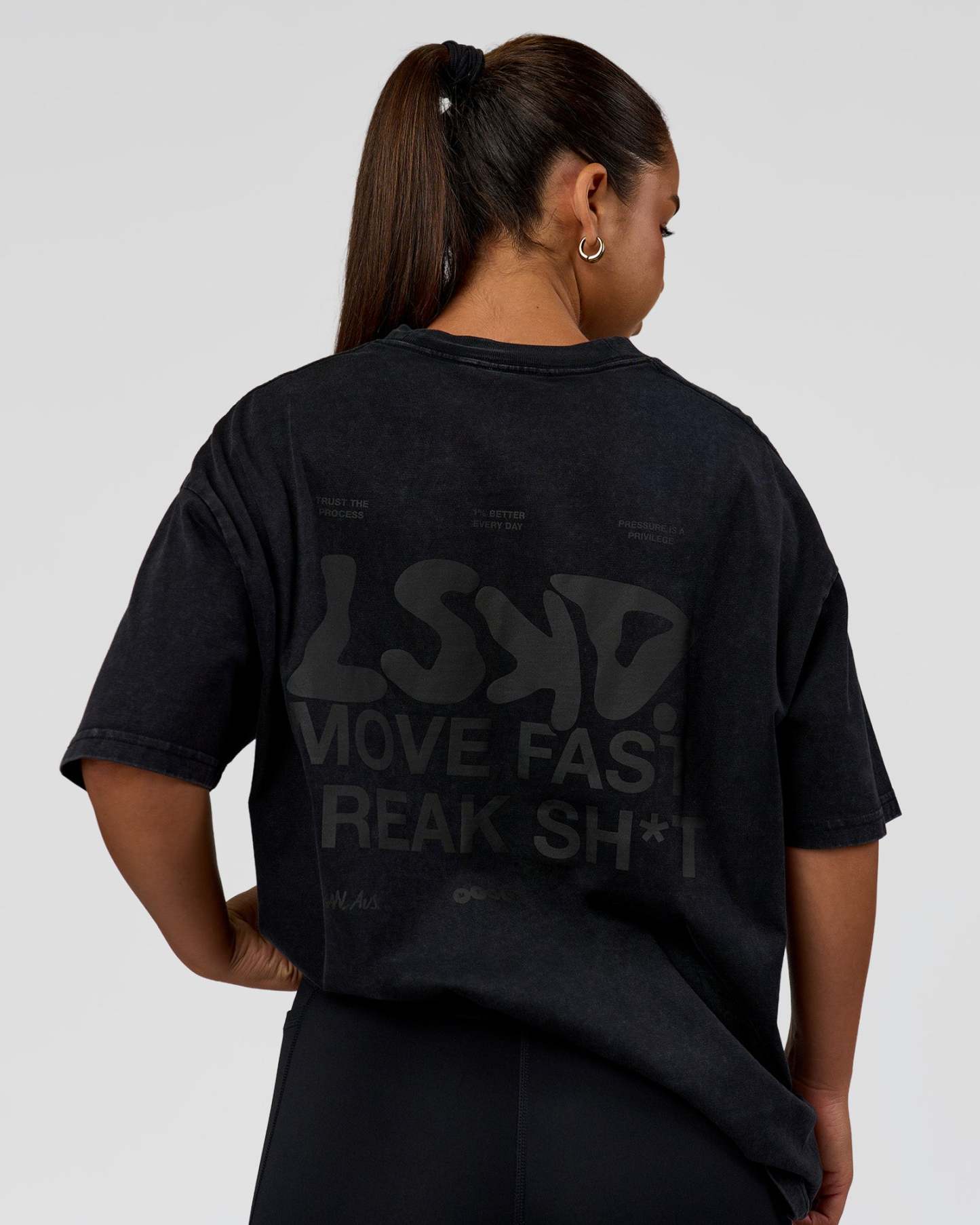 Move Fast Heavyweight Oversized Tee - Black Washed
