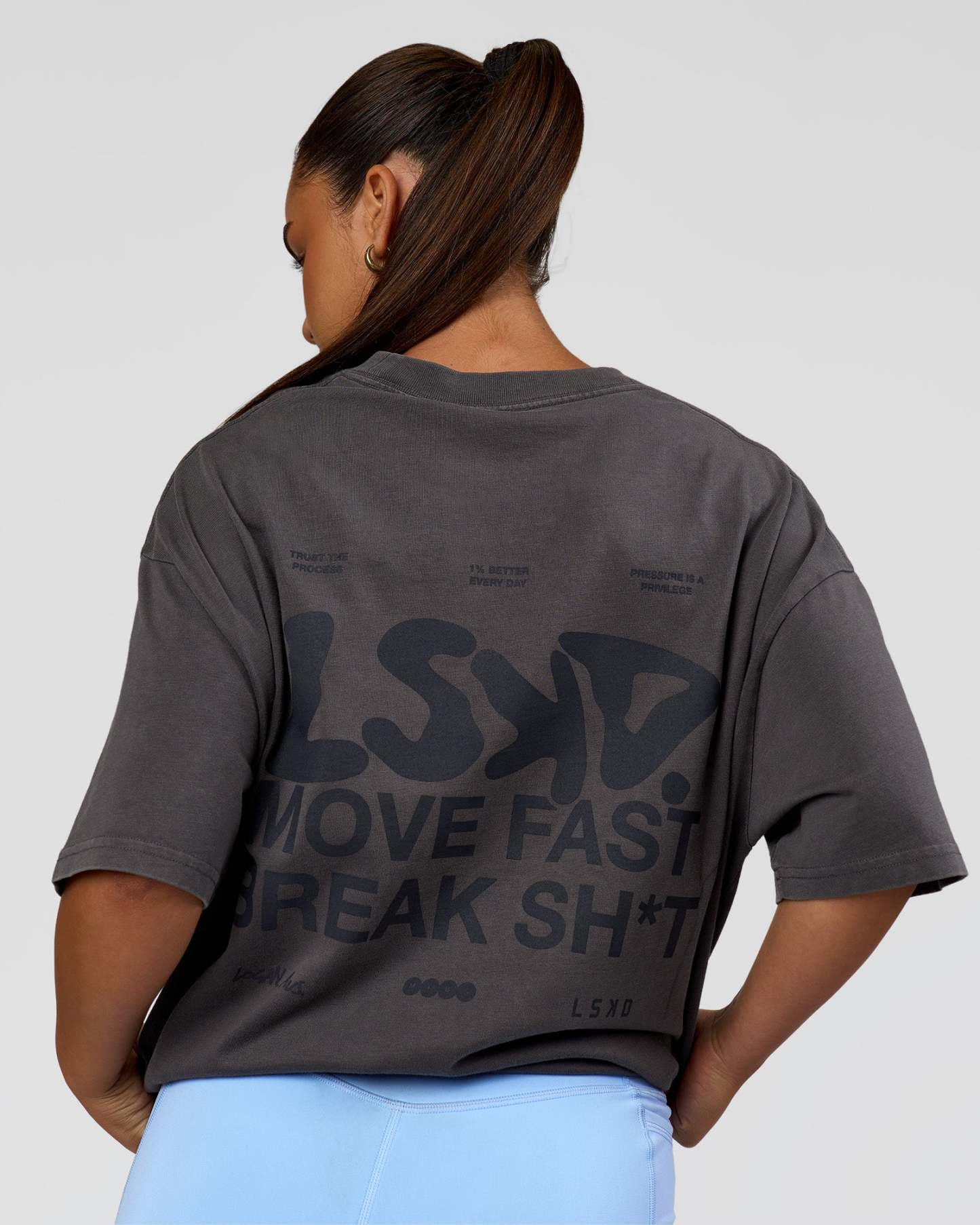 Move Fast Heavyweight Oversized Tee - Dark Storm Washed