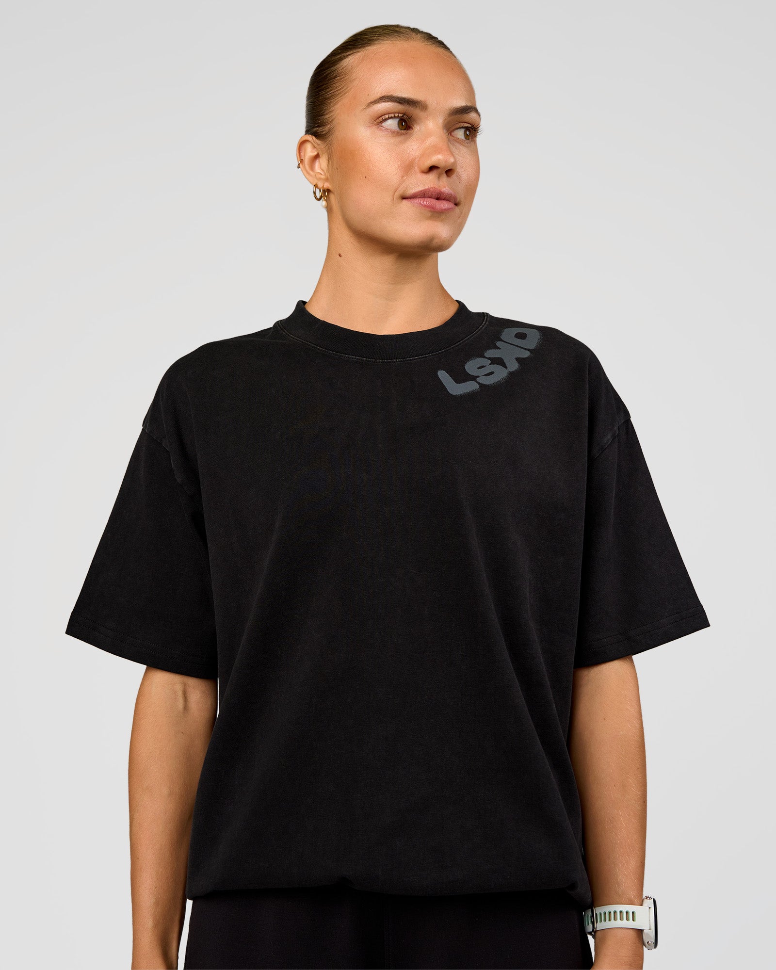 Offset Heavyweight Unisex Oversized Tee - Black Washed-Castlerock