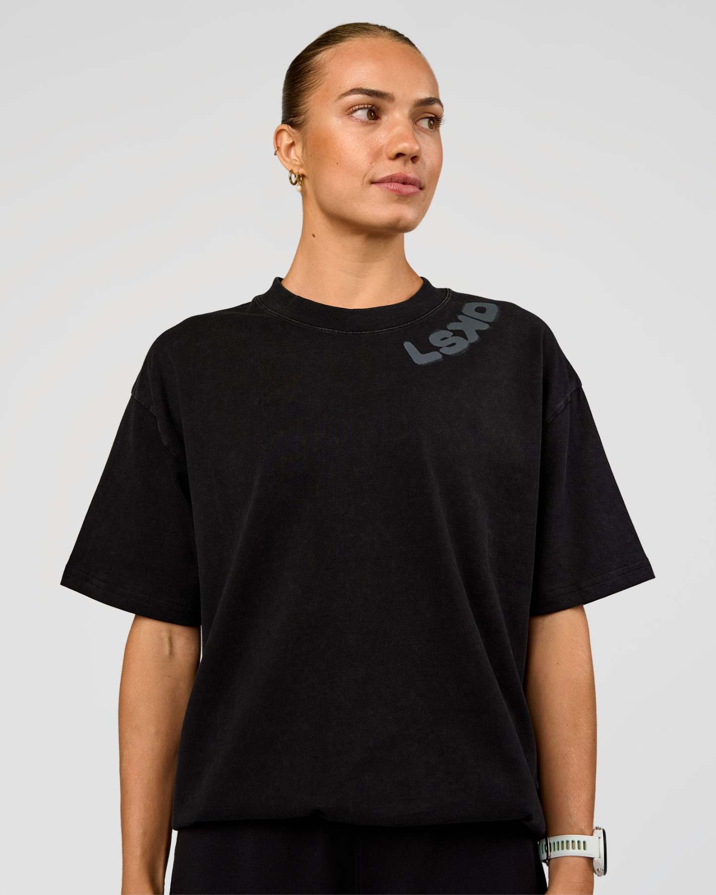 Offset Heavyweight Unisex Oversized Tee - Black Washed-Castlerock