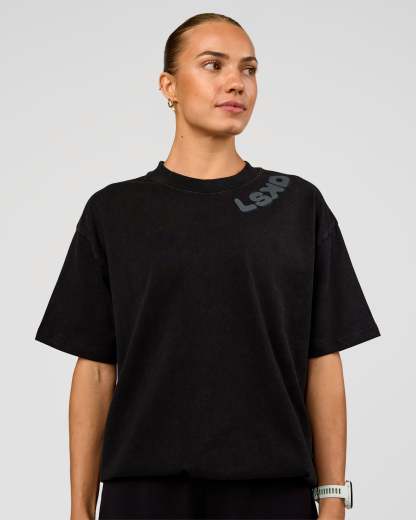 Offset Heavyweight Unisex Oversized Tee - Black Washed-Castlerock