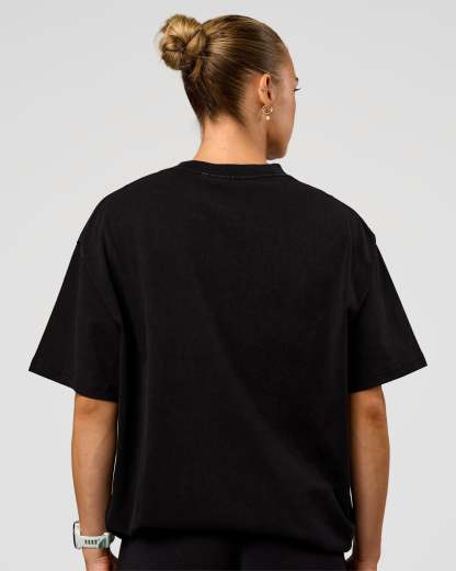 Offset Heavyweight Unisex Oversized Tee - Black Washed-Castlerock