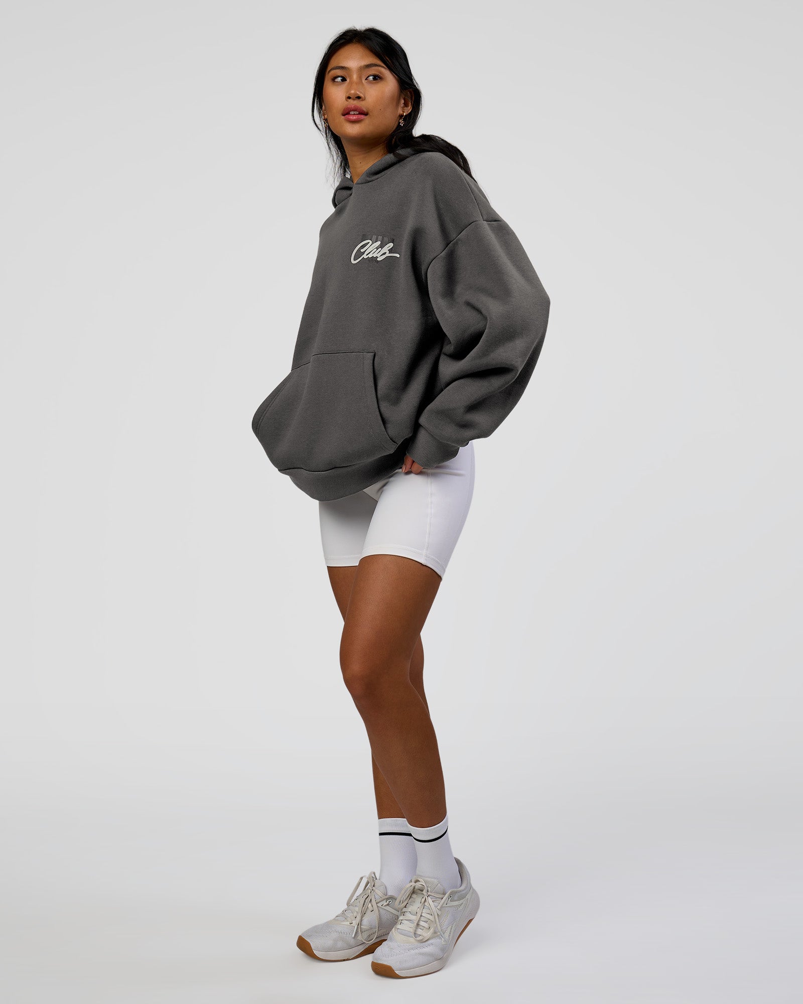 Run Club Script Oversized Hoodie - Dark Storm-Alloy