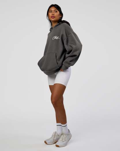 Run Club Script Oversized Hoodie - Dark Storm-Alloy
